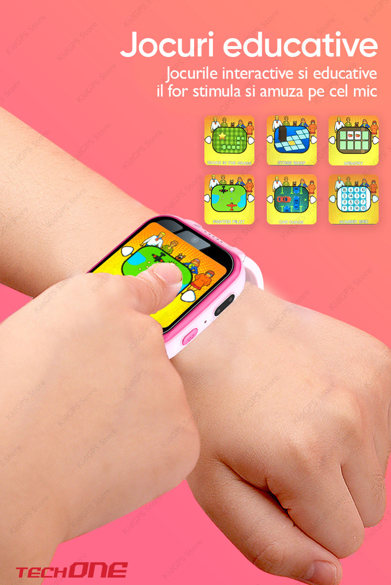 Ceas smartwatch copii Techone Y90, Roz Ceas smartwatch copii Techone Y90, Roz